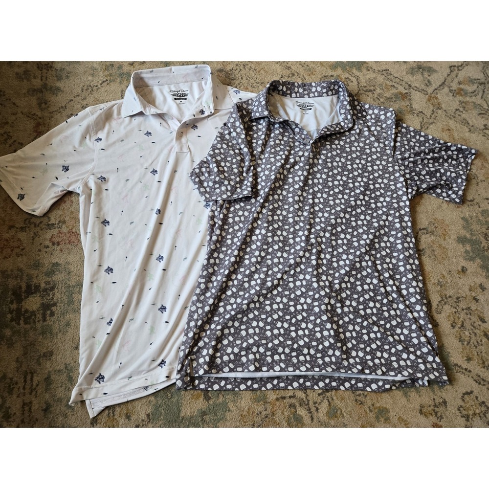 Straight Down Performance Polo Lot Of 2 Size M DRINKS FISH